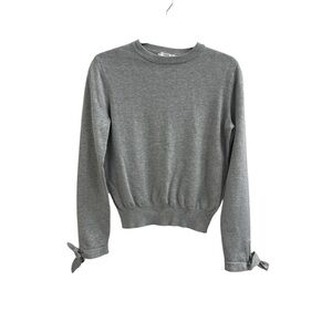 Current Air Gray Crew Neck Sweater with Bow Accents